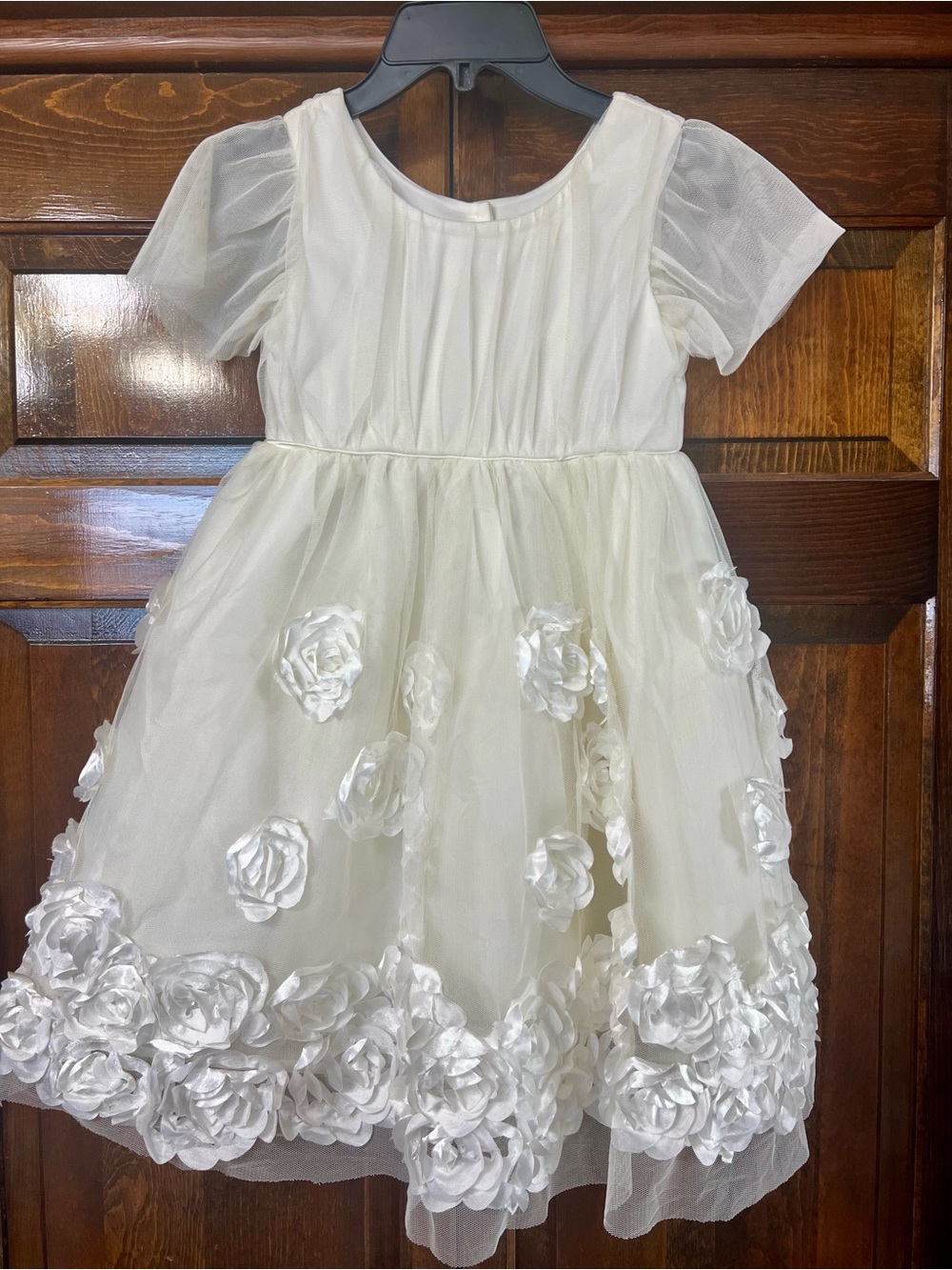 Nannette Ivory Floral Rosette Tulle Dress
